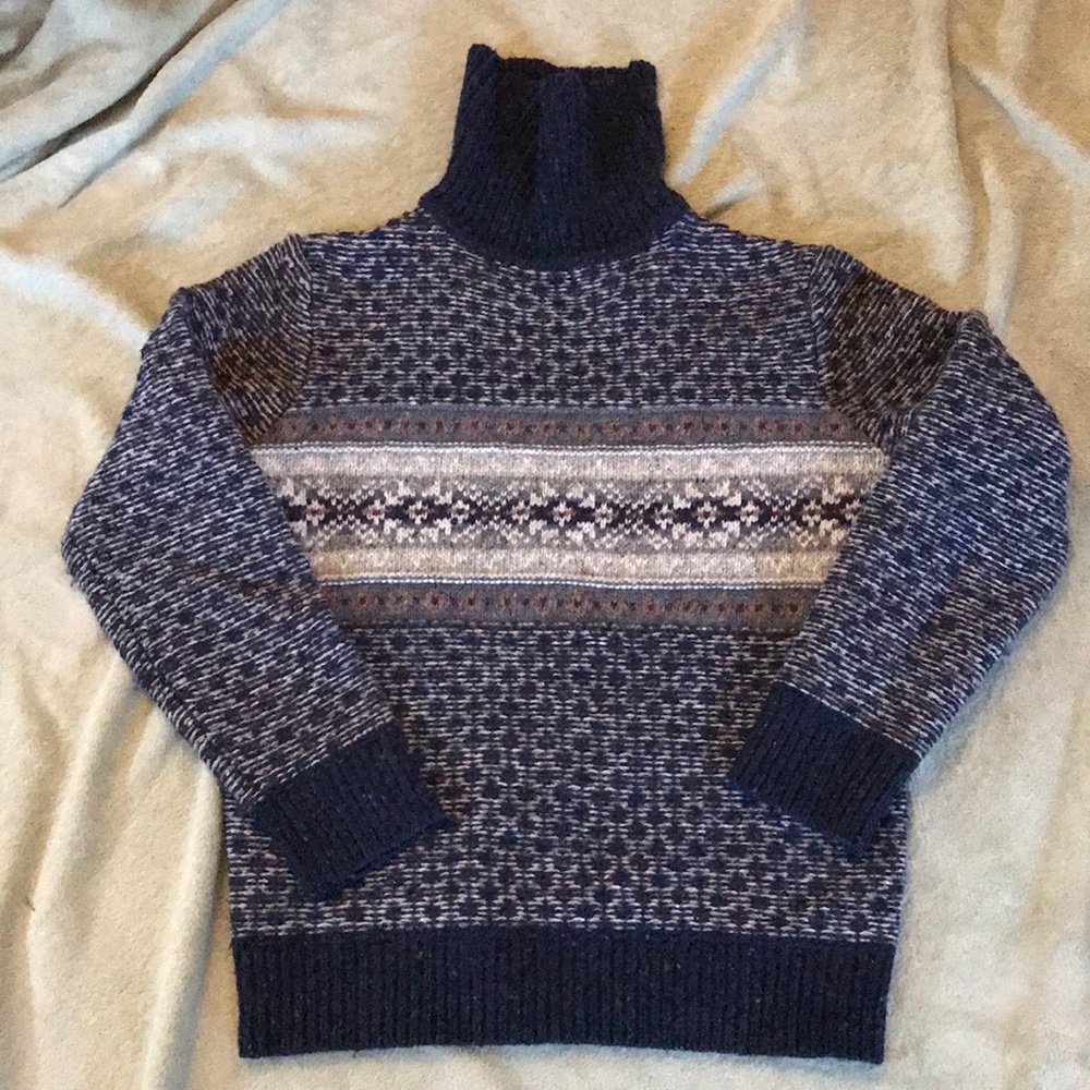 J Crew Lana Wool Navy Blue Turtleneck size M